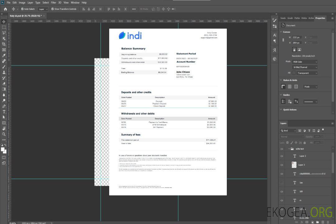 Relevé bancaire indien aux États-Unis template Relevé bancaire indien aux États-Unis template